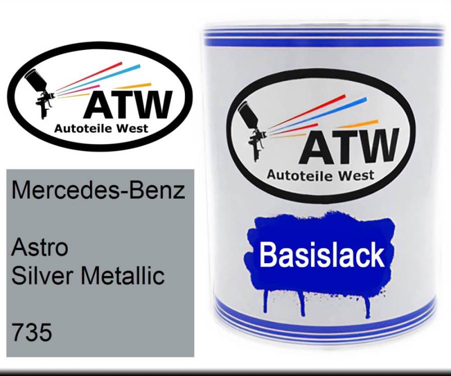 Mercedes-Benz, Astro Silver Metallic, 735: 1L Lackdose, von ATW Autoteile West.